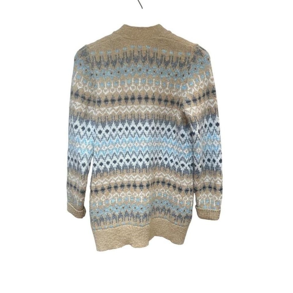 LL Bean Fair Isle Cardigan Sweater XS Wool Blend Button Front Nordic Winter - Picture 2 of 5